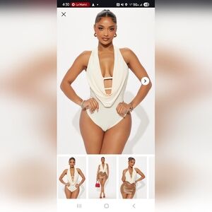 Cream Halter Neck Bodysuit